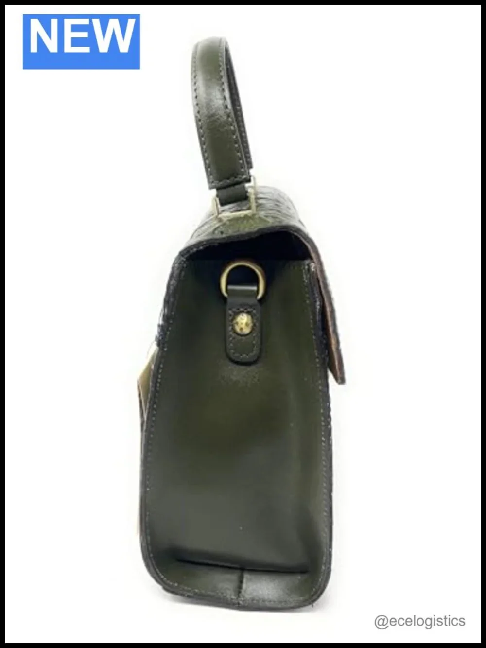 Tooled Leather Satchel Crossbody Bag Double Turn-Lock Purse